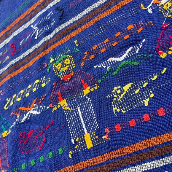 Guatemalan Tapestry Wall Hanging Folk Art Handmade Stitched Textile 22 x 20 - Picture 7 of 10